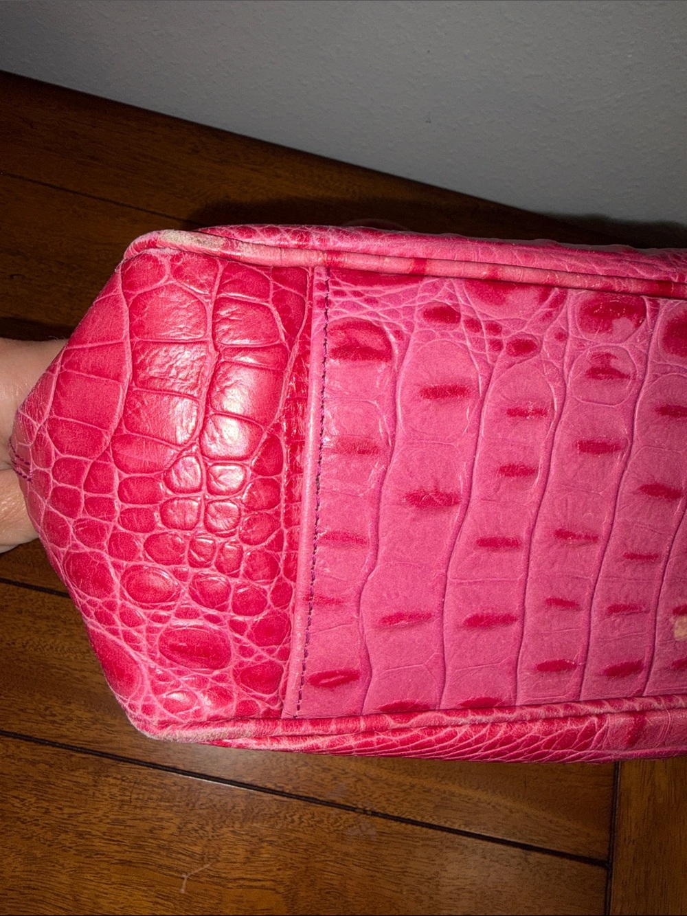 Furla Pink Crocodile-embossed leather Tote Bag rare - Picture 11 of 15